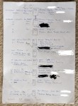 Notizzettel Aufstellung Karawane Reihenfolge der Wagen und ihre Fahrer und Wächter