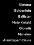 Besetzungsreihenfolge Rumänisch Nimona Goldenloin Ballister Nate Knight Gloreth Mansley Alamzapam Davis