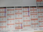 Kalender für 2024 Zu sehen ist Januar bis Juni. Mit lila Textmarker sind die hessischen Ferien markiert.